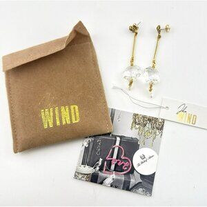 John Wind Earrings Waldorf Astoria Maximal Art Chandelier Crystal NYC Gold Tone